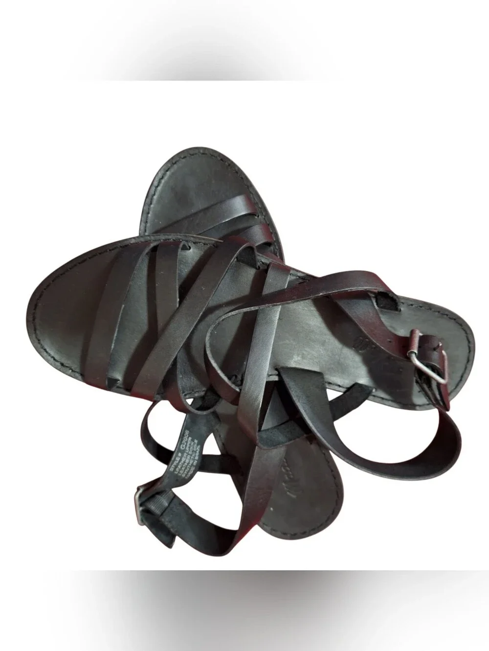 Madewell Women's Black Strappy Leather Sandals - Classic Ankle Wrap 9.5 - Picture 2 of 4